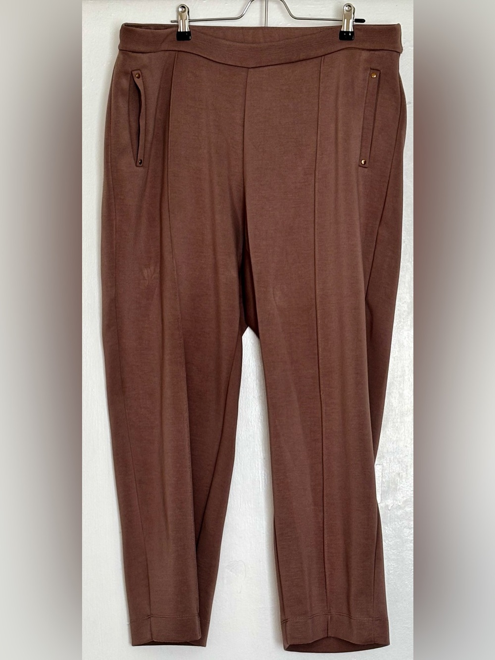 Industry Republic Clothing Pintuck Tapered Pull-On Pants Taupe Size 1X